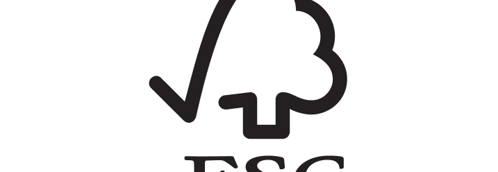 Das Logo des FSC mit einem stilisierten Baum auf weißem Hintergrund.